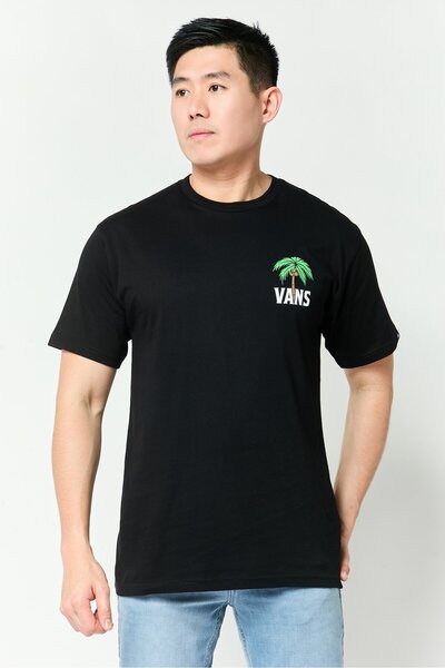 Vans تي شيرت رجالي بطبعة جرافيكية بأكمام قصيرة ورقبة دائرية، أسود