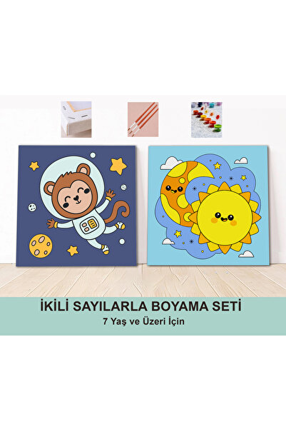 Carmen Çocuklar için Sayılarla Boyama Seti - Mini Uzay Seti - 2'li Paket