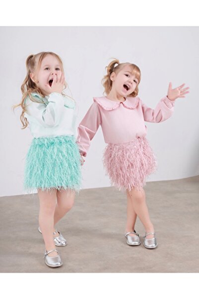 kokosh _ kidss burcu sapmaz Σετ για κορίτσια με ροζ χρώμα, Με κρόσσια φούστες...