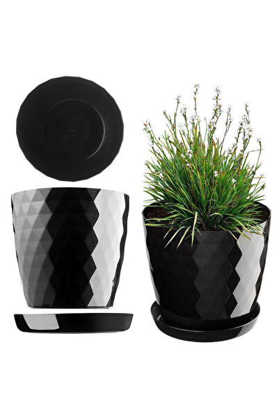 KADAX Ghiveci de flori din plastic cu suport, capac pentru ghiveci, 14 cm, ne...