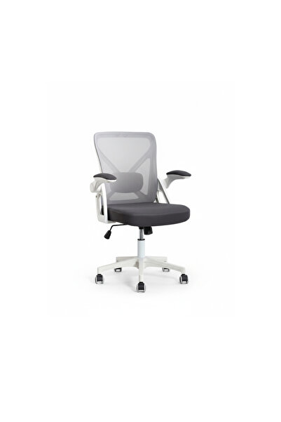 Woody Gray and White Rotating Office Chair