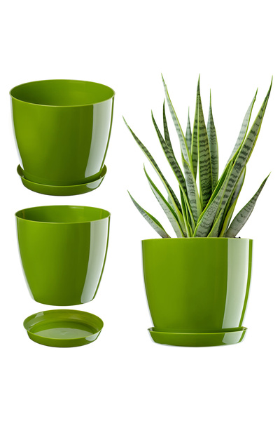 KADAX Ghiveci cu farfurie, capac din plastic, 12 cm, verde