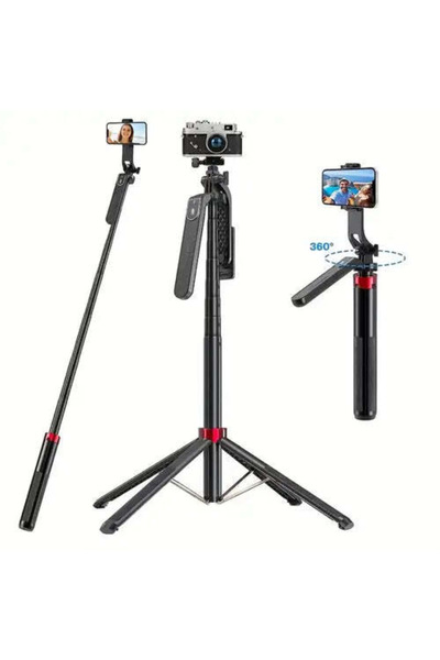 EN SİGA Bluetooth Kumandalı Tripod Selfie Çubuğu 170cm Uzatılabilir 360° Döne...