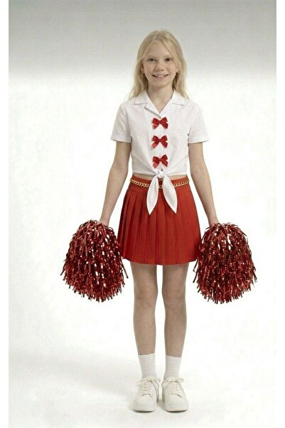 NACAR STORE Κοριτσίστικο Σετ με κοντομάνικο πουκάμισο με λεπτομέρεια κόκκινης...