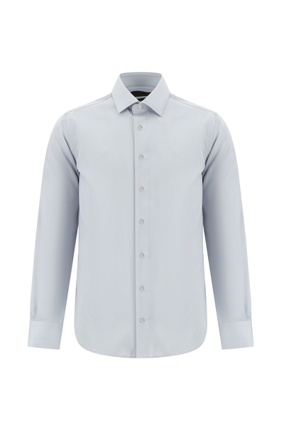 Abdullah Kiğılı Μη σιδερένιο σατέν βαμβακερό - μακρυμάνικο πουκάμισο με λεπτή...