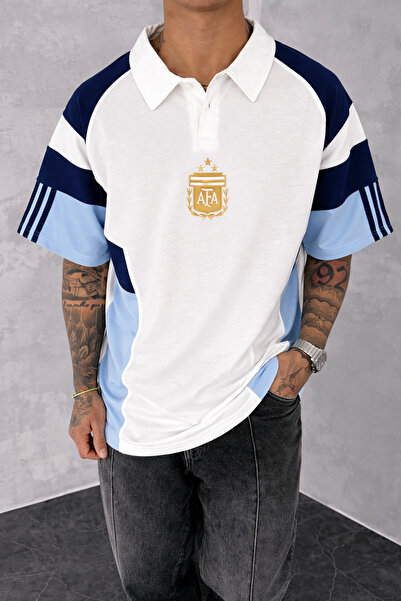 İLKCET MODA Buttoned Collar Logo Oversized T-Shirt