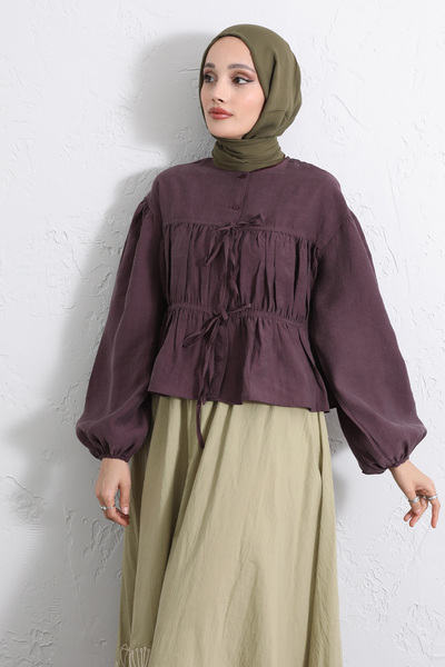 Salih Çelebi قميص برباط مزدوج Y0099 - MÜRDÜM