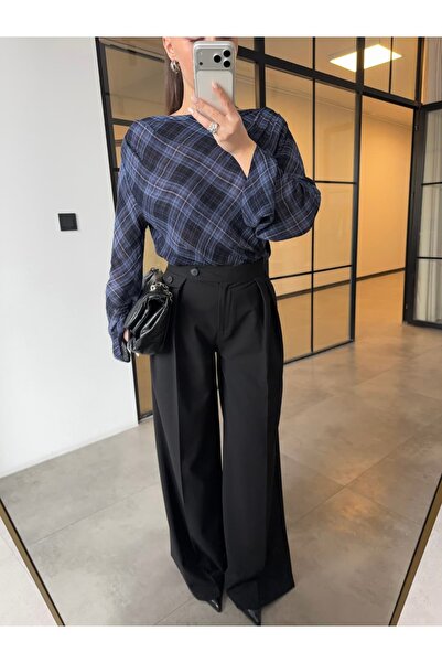 BB Bensu Buyruk ΔΙΠΛΟ ΠΙΛΕΪΤΟ ΣΧΗΜΑΤΙΣΜΕΝΟ FAUX PAL παντελόνι palazzo YAH