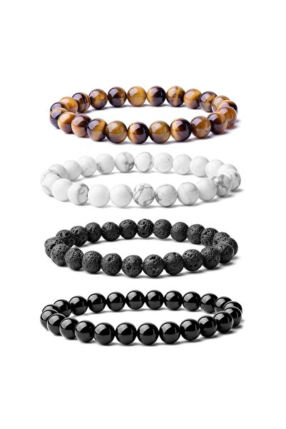 Arabest Mens Natural Stone Beaded Bracelets 8MM Stretch Adjustable Tiger Eye,...