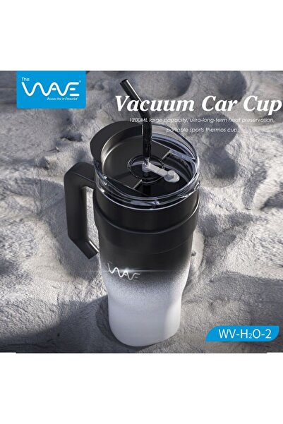 Wave WV-H2O-2 Vacuum Car Cup – 1200ML Large Capacity Thermos with Handle and Straw