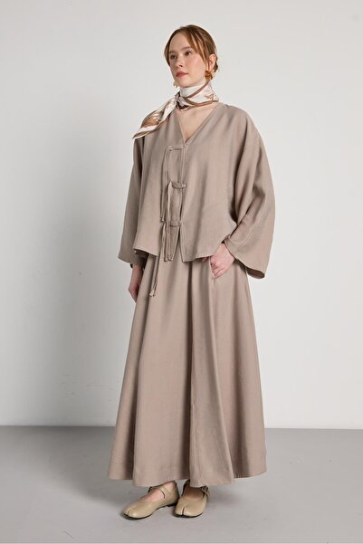 minaaise Дълга пола с висока талия от висококачествена тенсел тъкан 31026