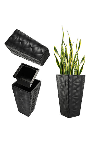 KADAX Ghiveci de grădină cu insert pentru flori, terasa înaltă, 56 cm, antracit