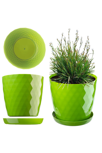 KADAX Ghiveci cu suport pentru flori, capac rotund, plastic, verde, 20 cm