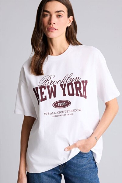 DeFacto Υπερμεγέθη μπλουζάκι με στάμπα H1404AX26SM