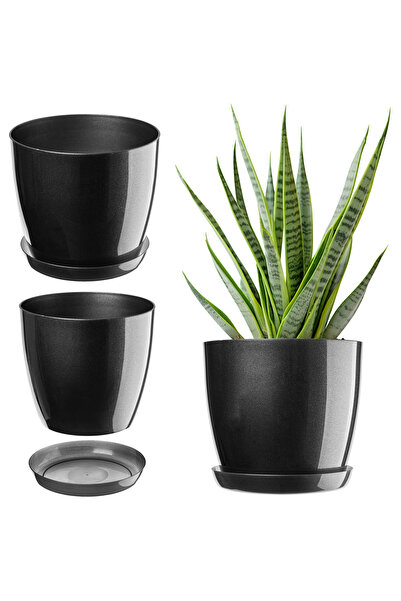 KADAX Ghiveci cu farfurie, capac din plastic, 14 cm, grafit