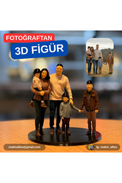 makinafleo Kişiye Özel 4/5 Kişilik Aile 3D Figür (10cm)