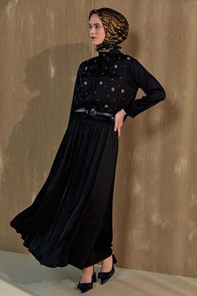 Setrms Boncuk İşlemeli İkili Saten Takım