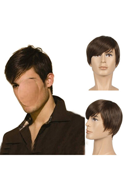 Other شعر مستعار قصير للرجال، كثيف ومنفوش قليلاً، مناسب للرجال ذوي الشعر الداكن.