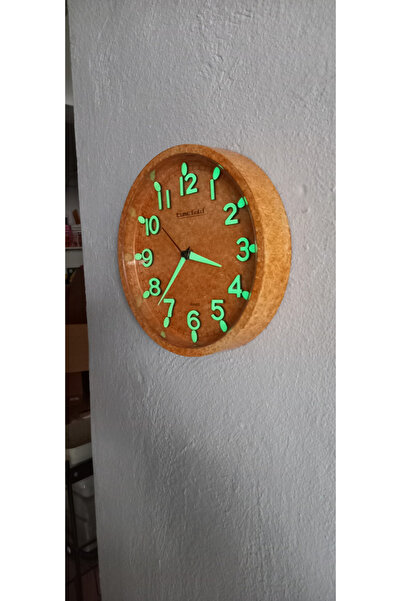 Bahat Ceas de perete mic, mini, din lemn învechit fosforescent, diametru cu m...