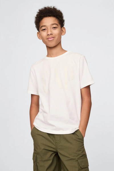 GAP Logo pentru băieți, detaliat, alb tricou