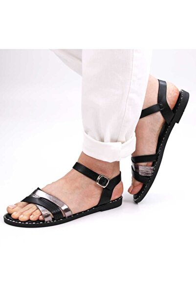 mm Women's casual Sandals with crossed straps HY22519-BLACK