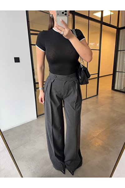 BB Bensu Buyruk ΔΙΠΛΟ ΠΙΛΕΤΕ ΣΧΕΔΙΟ FAUX PAL παντελόνι palazzo TRASİT