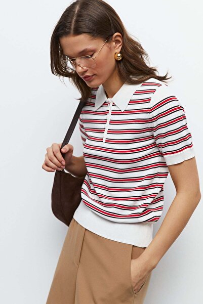 urban focus İnce Çizgili Polo Yaka Triko T-Shirt