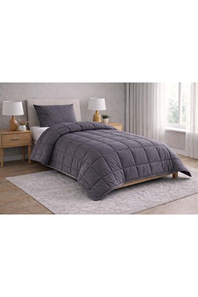 Özdilek Ranforce Pamuk Kumaş Tek Kişilik Silikon Yorgan-Antrasit