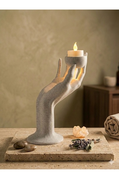 Frostblack Modern El Figürlü Mumluk – Dekoratif Tealight Mum Standı – Minimal...
