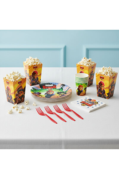 Umamiçe Brawl Stars Party Set – 25-Piece Red Forks + 8-Piece Corn Boxes + 8-P...