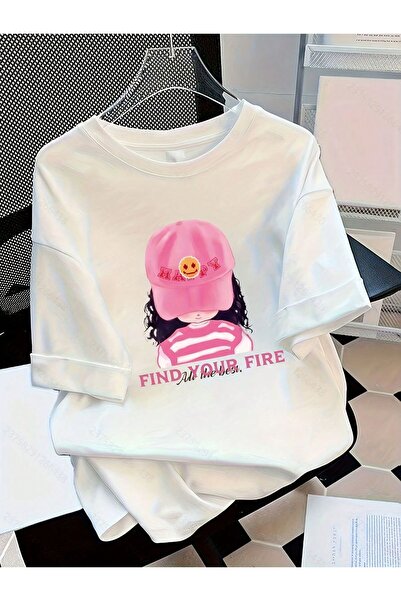 EFFRENATU Unisex Yazı Baskılı T-Shirt – Yuvarlak Yaka, Kısa Kollu, Günlük