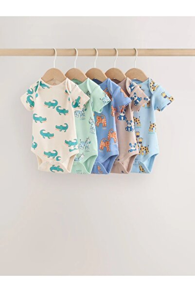 Next Baby 100% Cotton Piece Multi-Colored Short Sleeve Baby Rompers 5-Pack