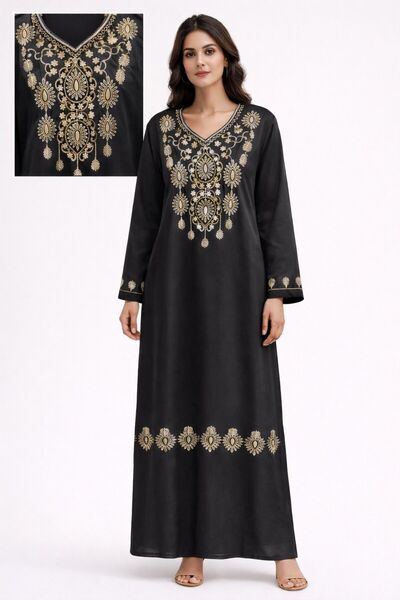 Kareem Miss Salma Women's Cotton jalabiya with luxurious oriental embroidery,...
