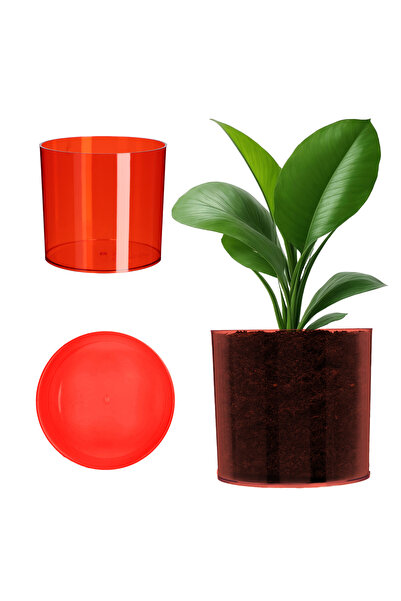 KADAX Ghiveci rotund din plastic, 15 cm, roșu