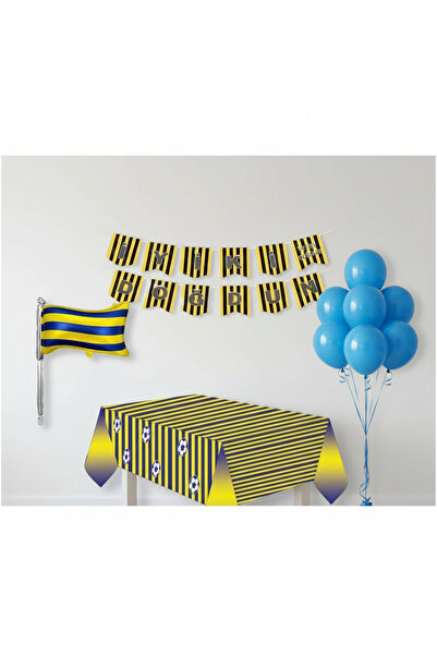 Umamiçe Yellow Navy Blue Party Set – 10 Blue Balloons + Banner + Foil Balloon...