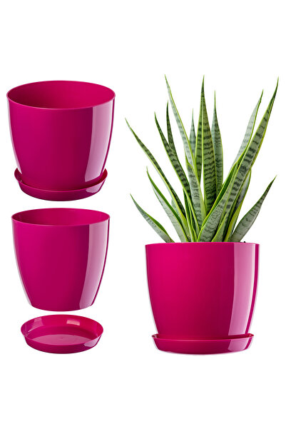 KADAX Ghiveci cu farfurie, capac din plastic, 20 cm, ghiveci roz