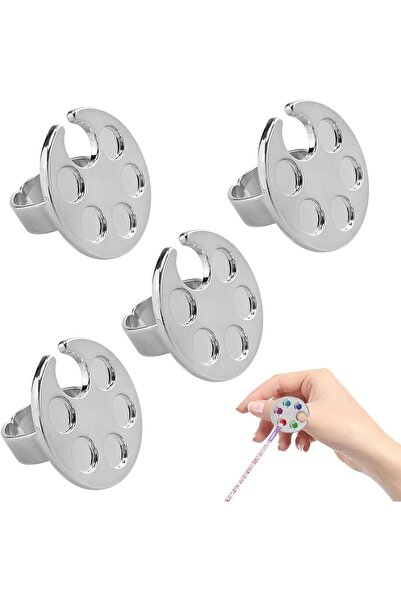 Arabest 4 pieces of mini nail palette rings, wearable metal, for painting nails