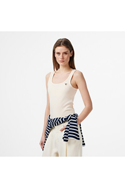 Guess Colette Rib Tank Kadın Krem T-Shirt