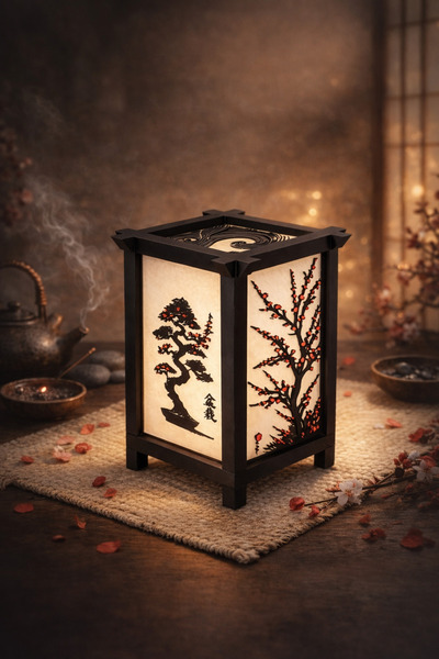NEXUSS DESIGN Sakura Japon Kiraz Ağacı Desenli Masa Lambası Led Kitli 3 Farkl...