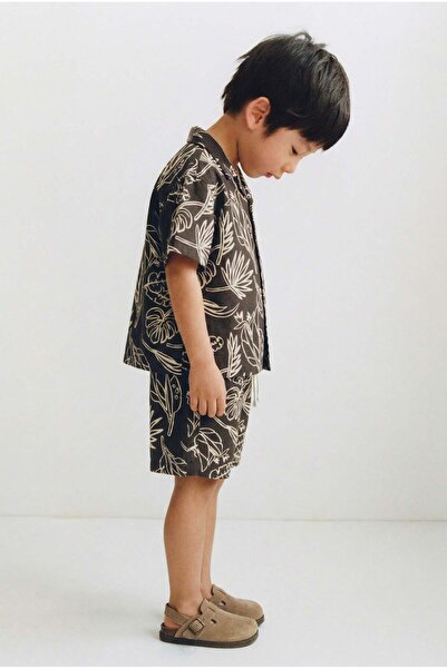 Magu Dečački set od Pamuk crne Sa tropskim dezenom majice i šortsa