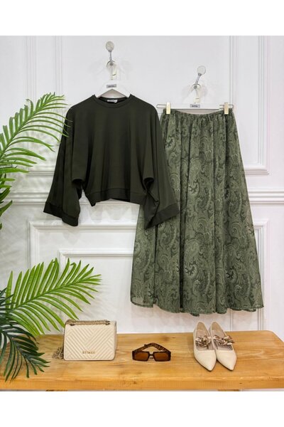 onix Chiffon Skirt - Sandy Blouse, Hijab Two-Piece Set, Standard Size 36/44, ...