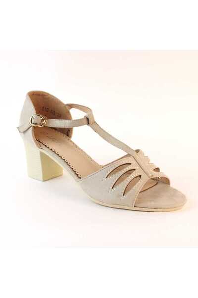 mm Women's Sandals with thin straps and medium thick heel 519-A5-BEIGE