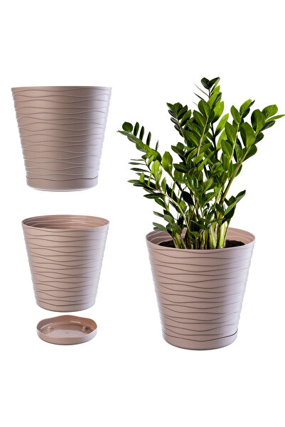 KADAX Flowerpot 13 cm Plastic Flowerpot Cover with Stand, Beige