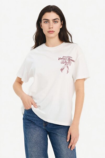 DeFacto Ženske T-shirt G5906AX/WT32 OFF WHITE