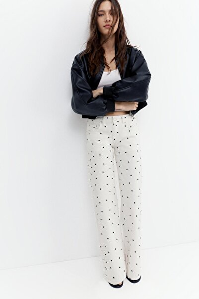 Pull & Bear Puantiye desenli düz paça jean