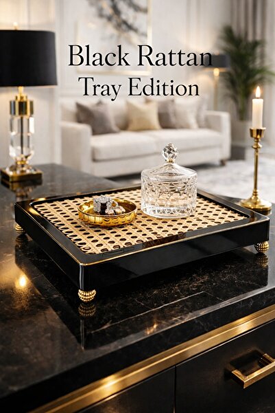 Phellos Decorative Black Tray - Hazeran Tray - Lake Presentation Tray