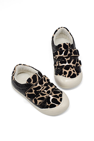 Tonny Black Κοριτσίστικο μαύρο Leopard First Step Stoned Comfortable Sneaker