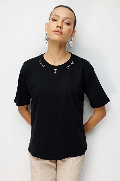 ON Tricou cu guler tip O și accesorii la guler, pachet de bumbac