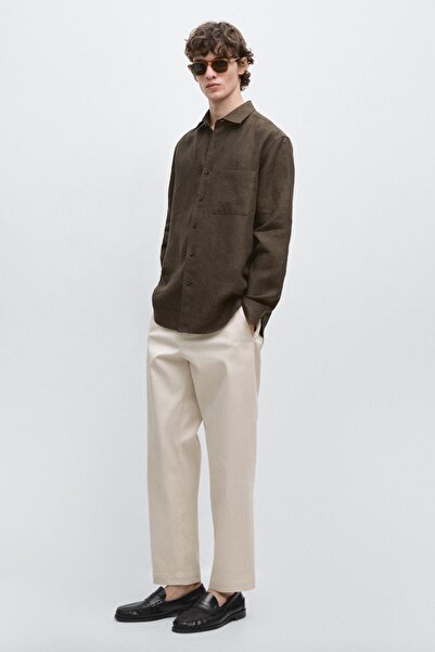 Massimo Dutti Delavé cepli keten gömlek