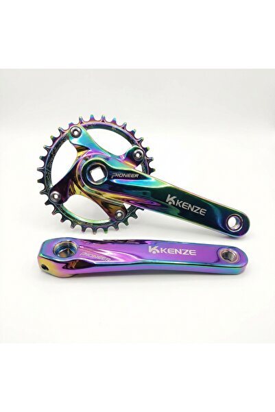 KENZE Rainbow/Oil Slick Aynakol Seti 170mm Kare Mil Uyumlu Tekli Dişli Alümin...